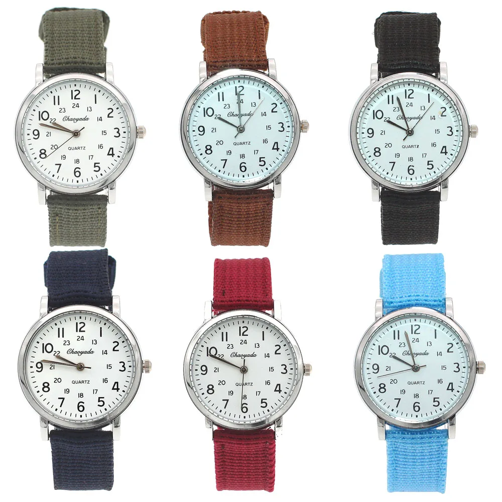 Chaoyada Children Boys Girls 24 Hours Wristwatch Canvas Quartz Wristwatches Kids Students Military Watches Kids Watch Boy