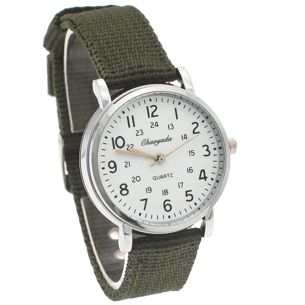 Chaoyada Children Boys Girls 24 Hours Wristwatch Canvas Quartz Wristwatches Kids Students Military Watches Kids Watch Boy