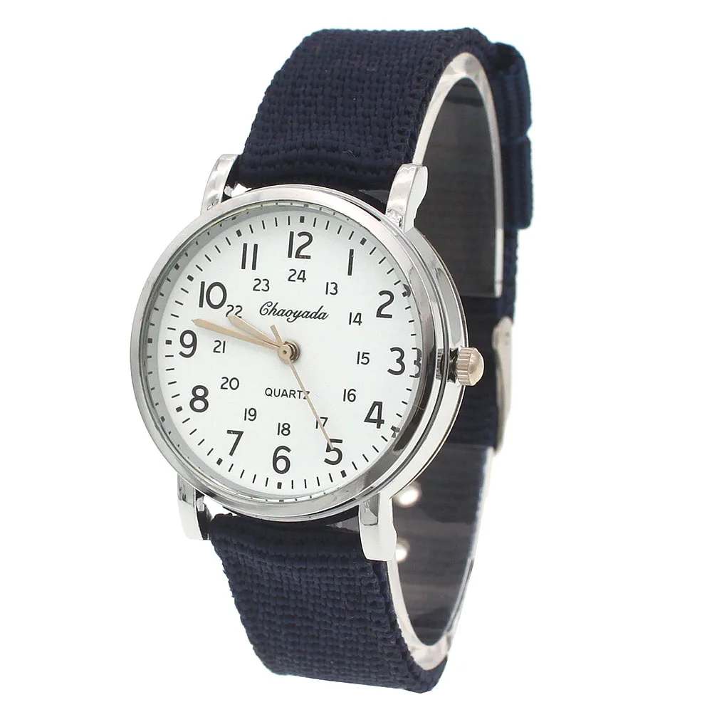 Chaoyada Children Boys Girls 24 Hours Wristwatch Canvas Quartz Wristwatches Kids Students Military Watches Kids Watch Boy