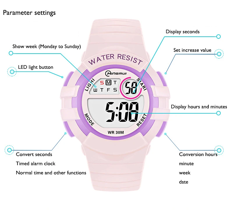 UTHAI C04 Kids's Electronic Watch Alarm Clock Waterproof Swimming Sports Primary And Secondary School Student Wristwatches