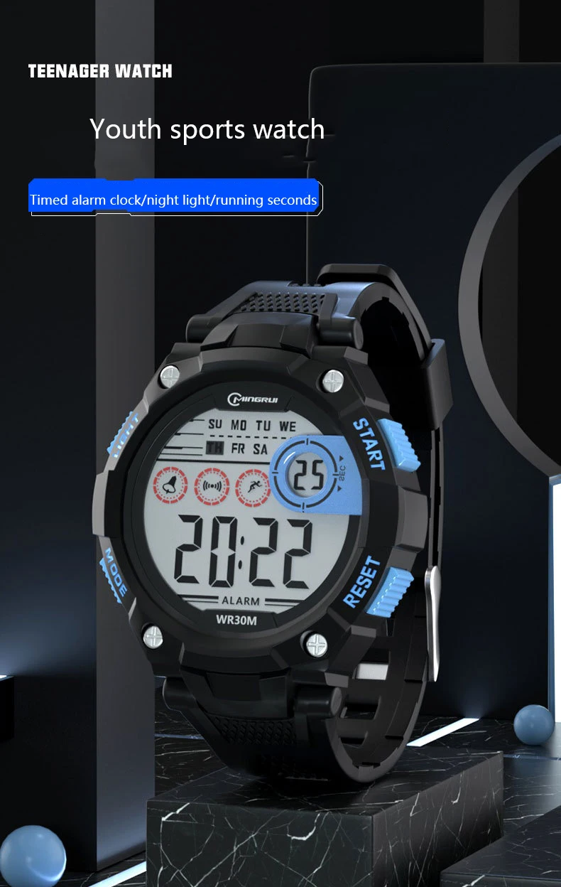 UTHAI Men's Electronic Watch High School Student Sports Watches Waterproof LED Alarm Clock Calendar Kids Digit Smart Wristwatch
