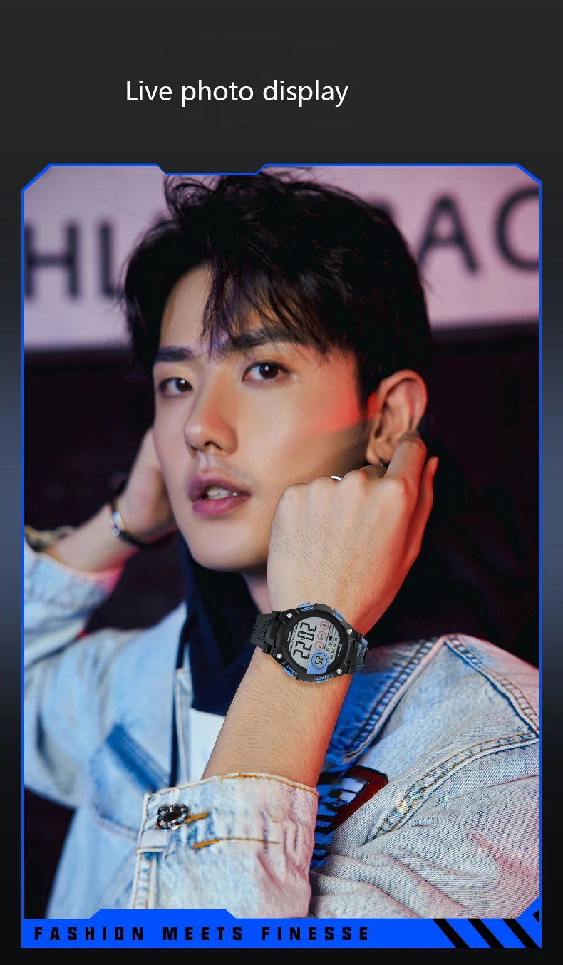 UTHAI Men's Electronic Watch High School Student Sports Watches Waterproof LED Alarm Clock Calendar Kids Digit Smart Wristwatch