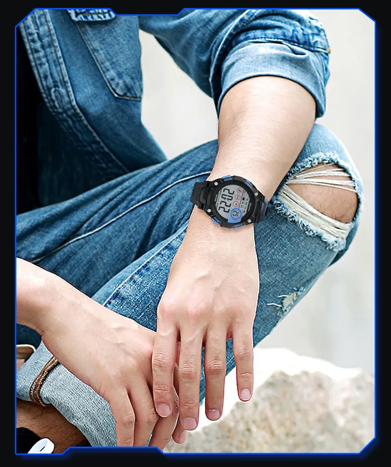 UTHAI Men's Electronic Watch High School Student Sports Watches Waterproof LED Alarm Clock Calendar Kids Digit Smart Wristwatch