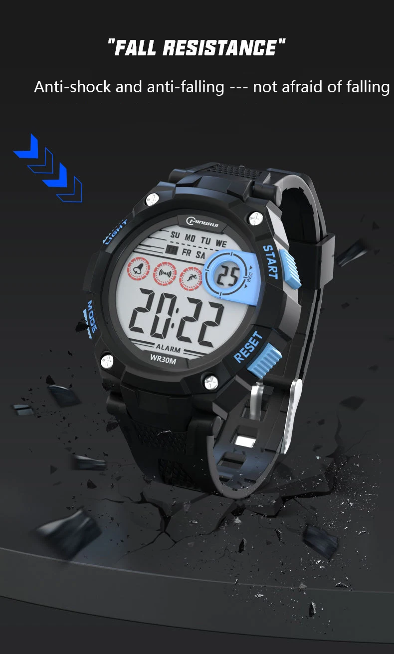UTHAI Men's Electronic Watch High School Student Sports Watches Waterproof LED Alarm Clock Calendar Kids Digit Smart Wristwatch