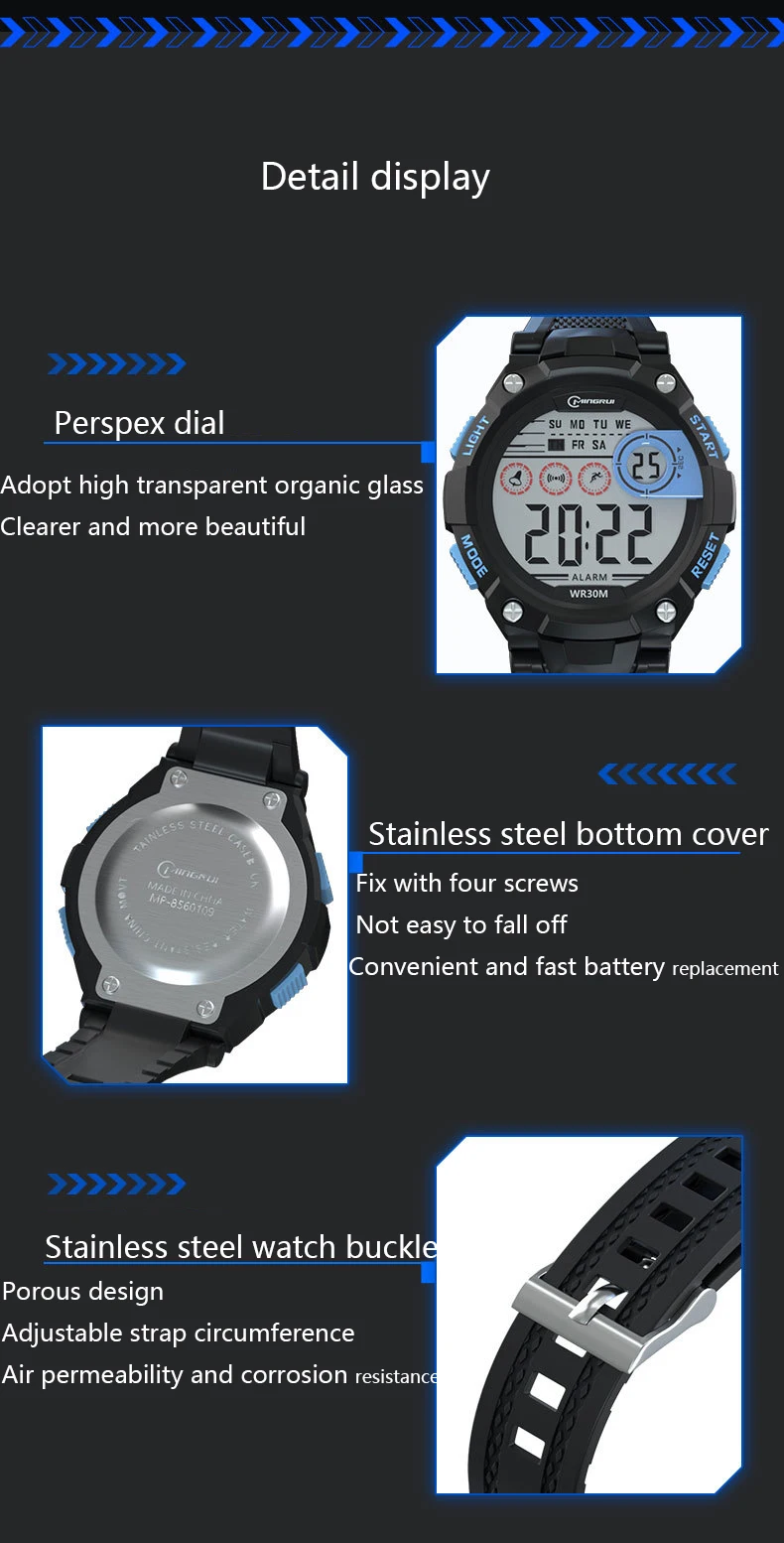 UTHAI Men's Electronic Watch High School Student Sports Watches Waterproof LED Alarm Clock Calendar Kids Digit Smart Wristwatch