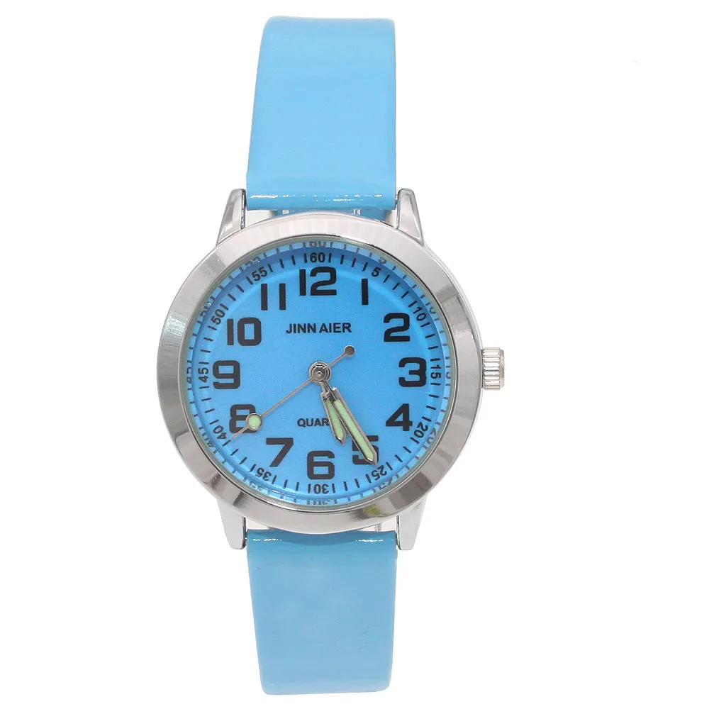 Fashionable Kids Quartz Watch Leather Strap Silver Case Easy Read 28MM Children's Watch for Boys And Girls Gift