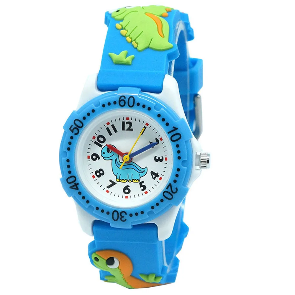 Cute 3D Dinosaur Cartoon Kids Watch Rubber Strap Boys Girls Silicone Quartz Wristwatch Child Brand Timepiece