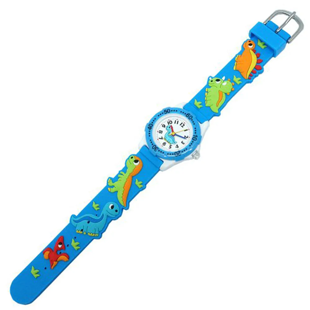 Cute 3D Dinosaur Cartoon Kids Watch Rubber Strap Boys Girls Silicone Quartz Wristwatch Child Brand Timepiece