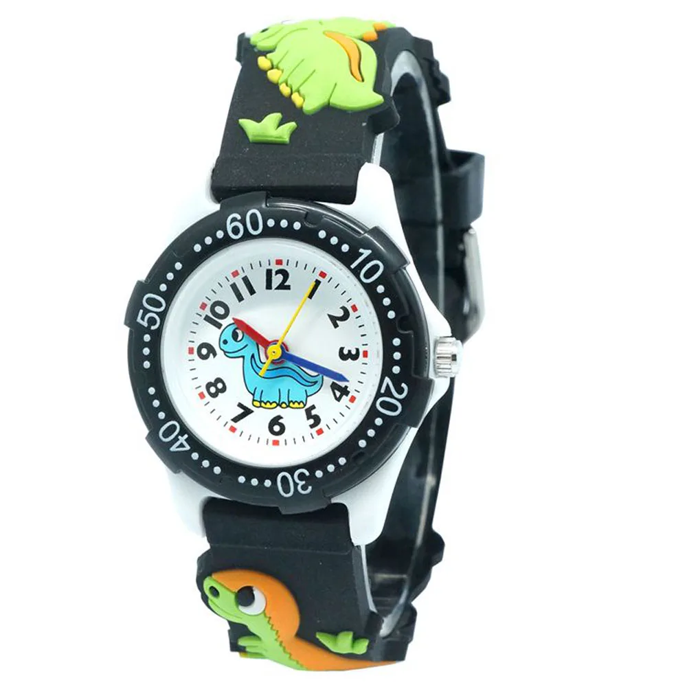 Cute 3D Dinosaur Cartoon Kids Watch Rubber Strap Boys Girls Silicone Quartz Wristwatch Child Brand Timepiece