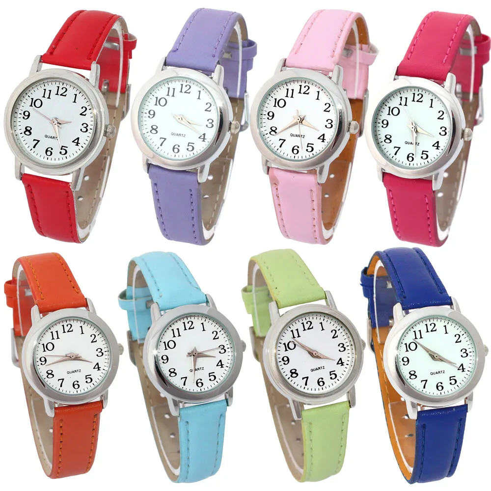 Fashion Brand Children Watches Girls Daily Waterproof Leather Cartoon Watch For Girls Students Electronic Quartz Wristwatches