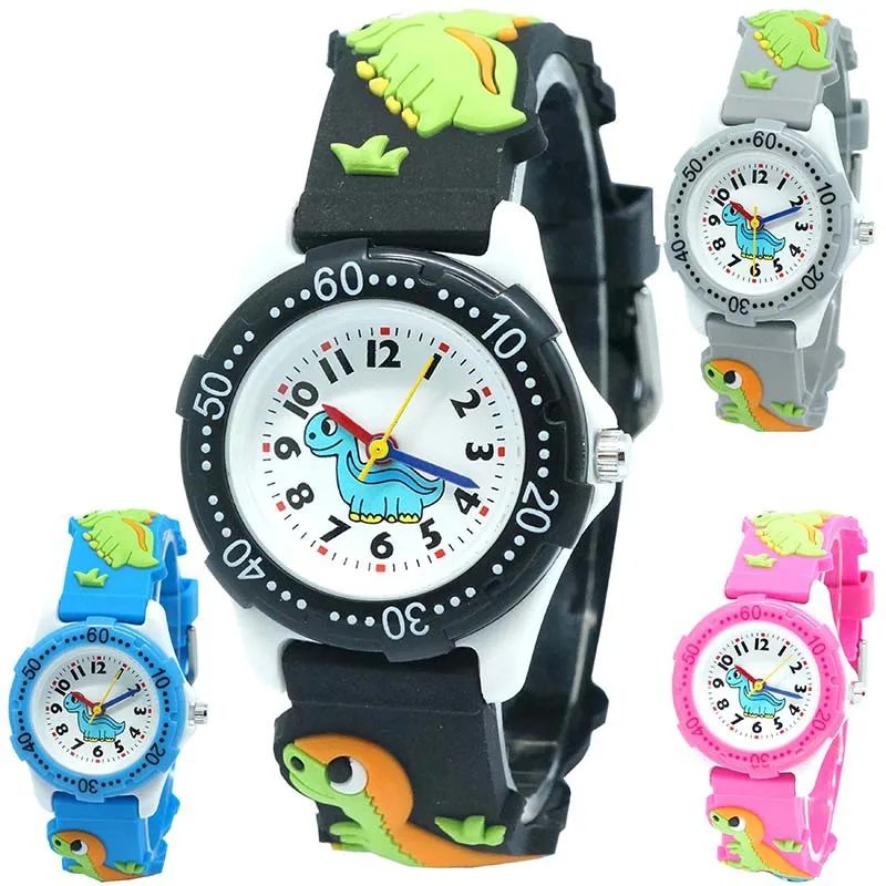 Girls Watch Cartoon Bus Dinosaur 3d Silicone Kids Watch Boys Girl Quartz Watch Children Sports Watch Kids Gift Waterproof Clock