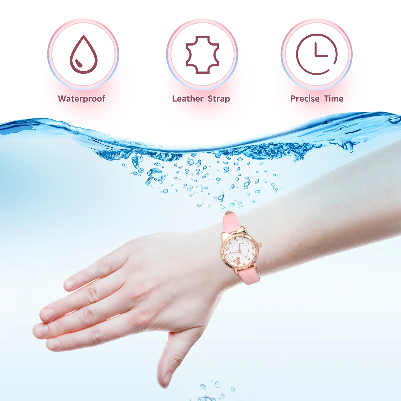 Childs Wrist Watch Kids Quartz Watch With Leather Strap Children's Watches Digital Cartoon Kids Modern Child's For Girls Dainty