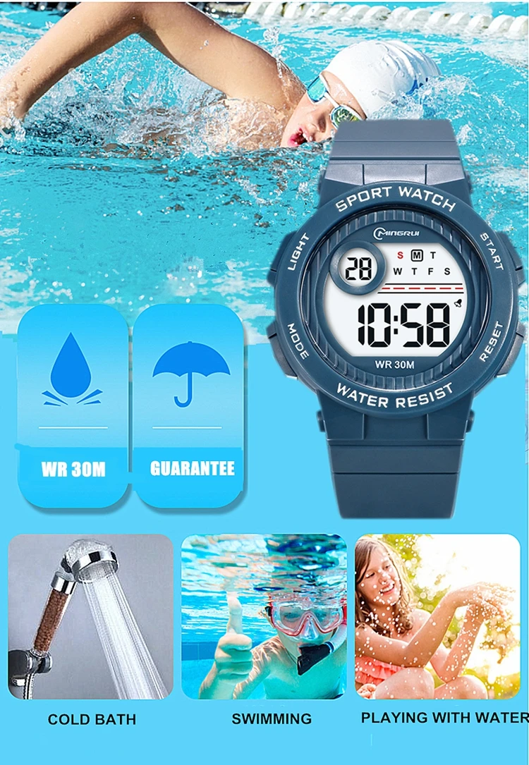 OHSEN Kids Sport Watches 30M Waterproof Pink Silicone Electronic Wristwatch Stopwatch Children Digital Watch For Boys Girls