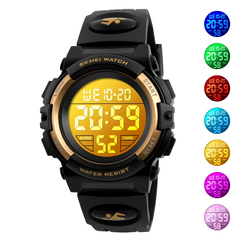 SKMEI 1266 Children's Watches for Boy Girl Color LED Display Digital Alarm Clock Waterproof Sports Kids Wristwatches 1548 Reloj