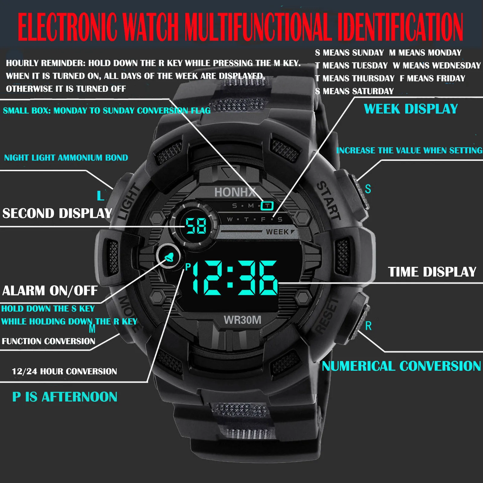 Kids Digital Watches Life Waterproof Electronic Watch For Children Multi-Function Luminous Sports Wrist Watch For Boys