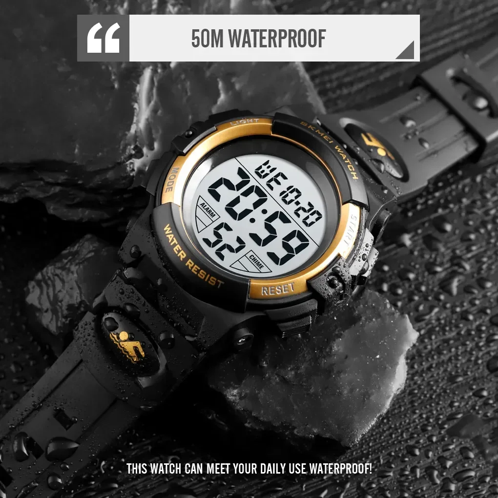 SKMEI 1266 Boys Girls Watch Alarm Clock 5Bar Waterproof Kids Wristwatches LED light Display Digital Children's Watches