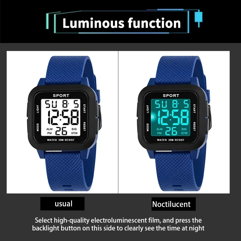 Outdoor Sports Kids Watches Multifunctional Alarm Clock Boys Digital Wristwatches Waterproof Luminous Military Electronic Watch