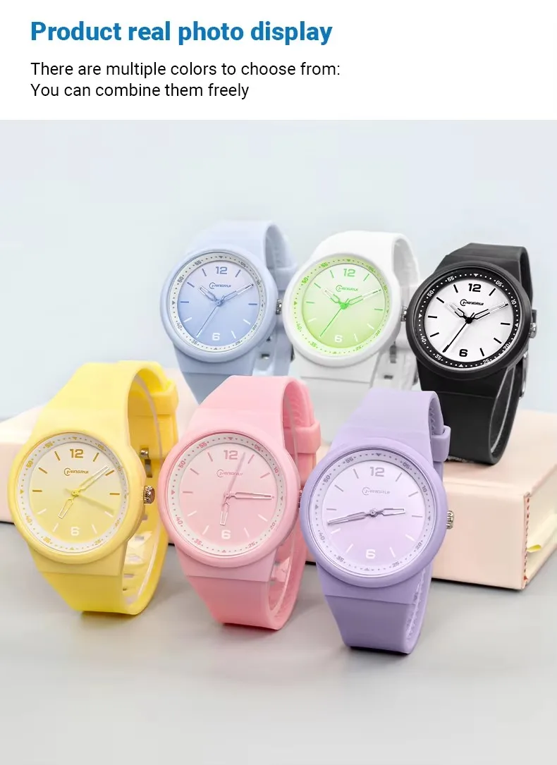 Pink Quartz Children Watches Silicone Strap Waterpoof Blue Analog Teenage Wriwtches for Girls Boys