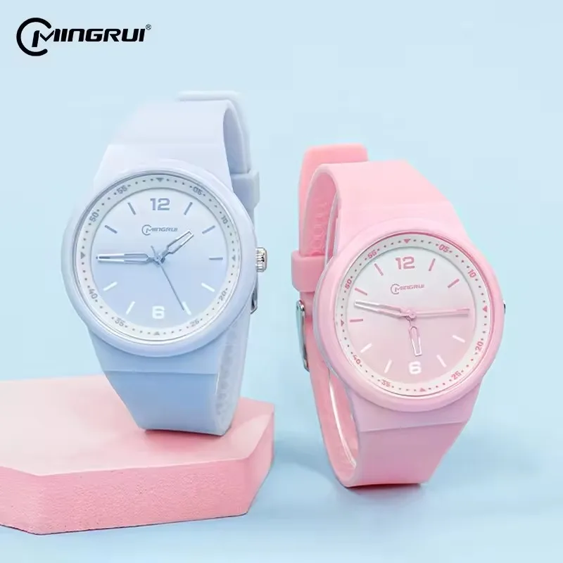 Pink Quartz Children Watches Silicone Strap Waterpoof Blue Analog Teenage Wriwtches for Girls Boys