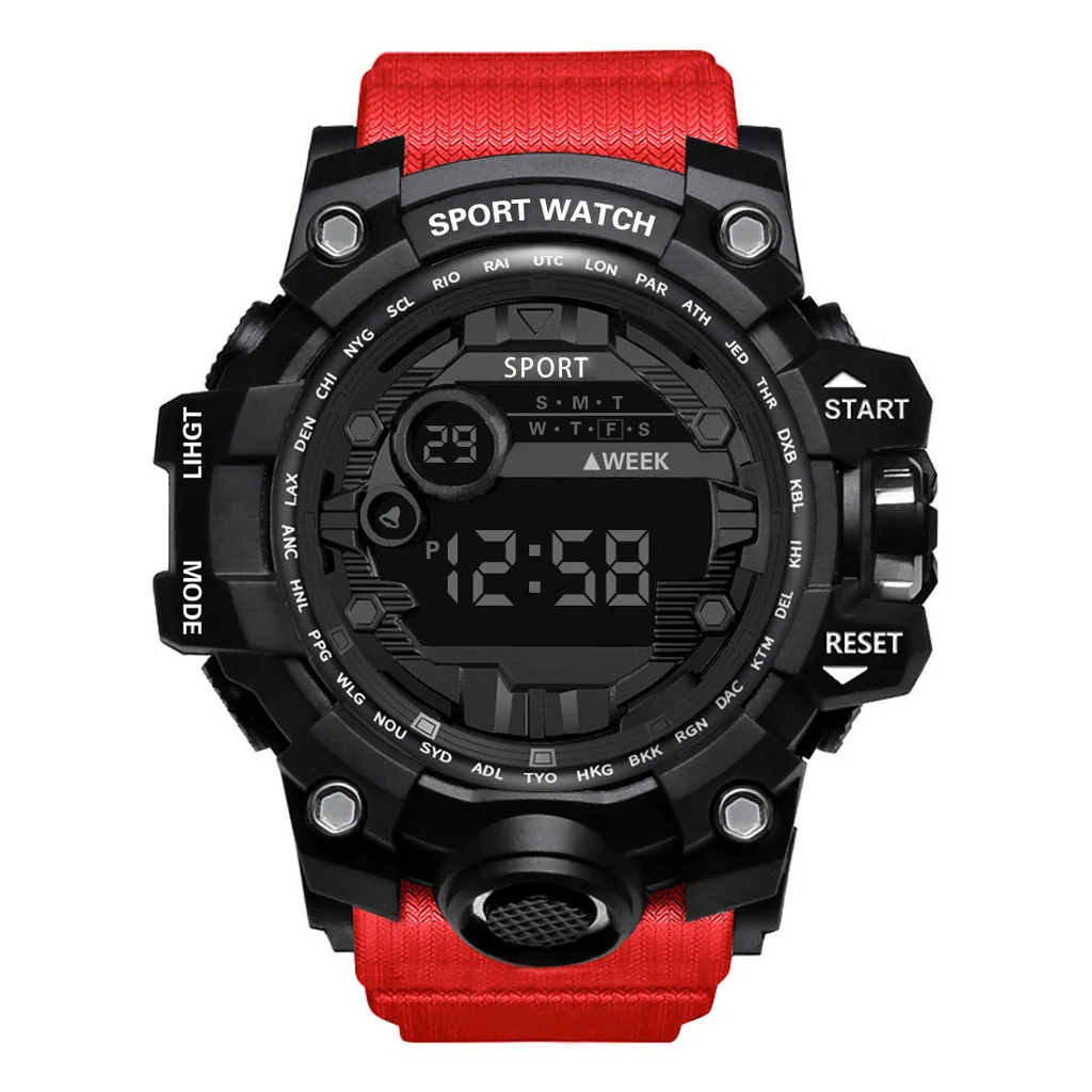 Men's Watch Fashion Sports Electronic Wristwatch Large Dial Multifunctional Waterproof Luminous Alarm Kids Male's Military Watch