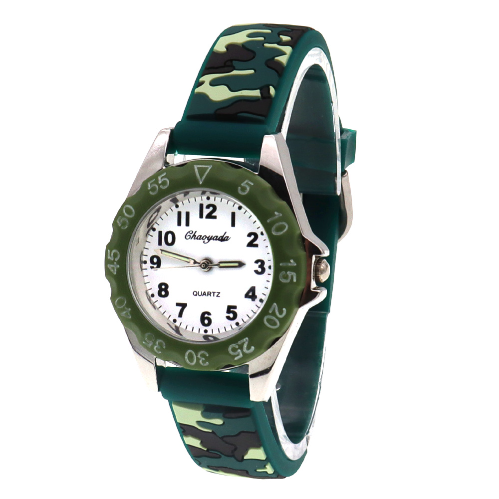 Luminous Hands Boys Girls Fashion Camouflage Silicone Strap Quartz Watches Children Kids Students Digital Cool Waterproof Clocks