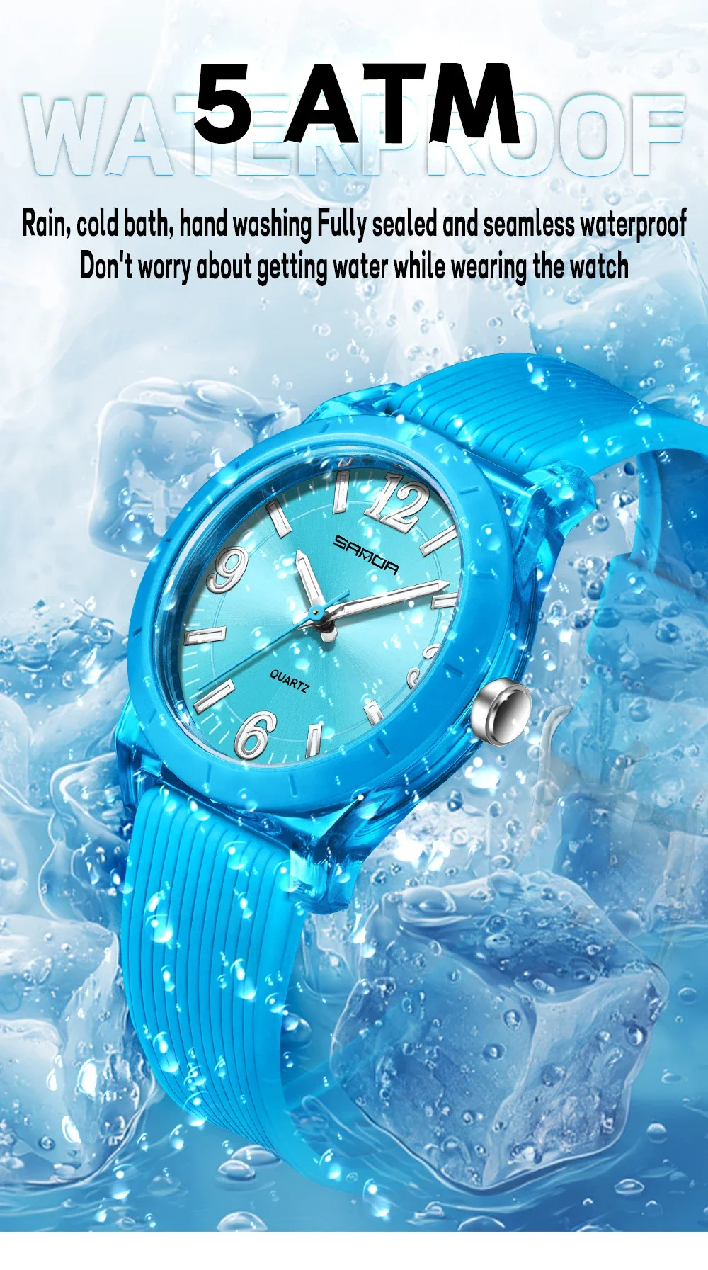 Fashion SANDA 6277 Student Quartz Watch Silicone Strap Multi Functional Sports Waterproof Student Quartz Watch
