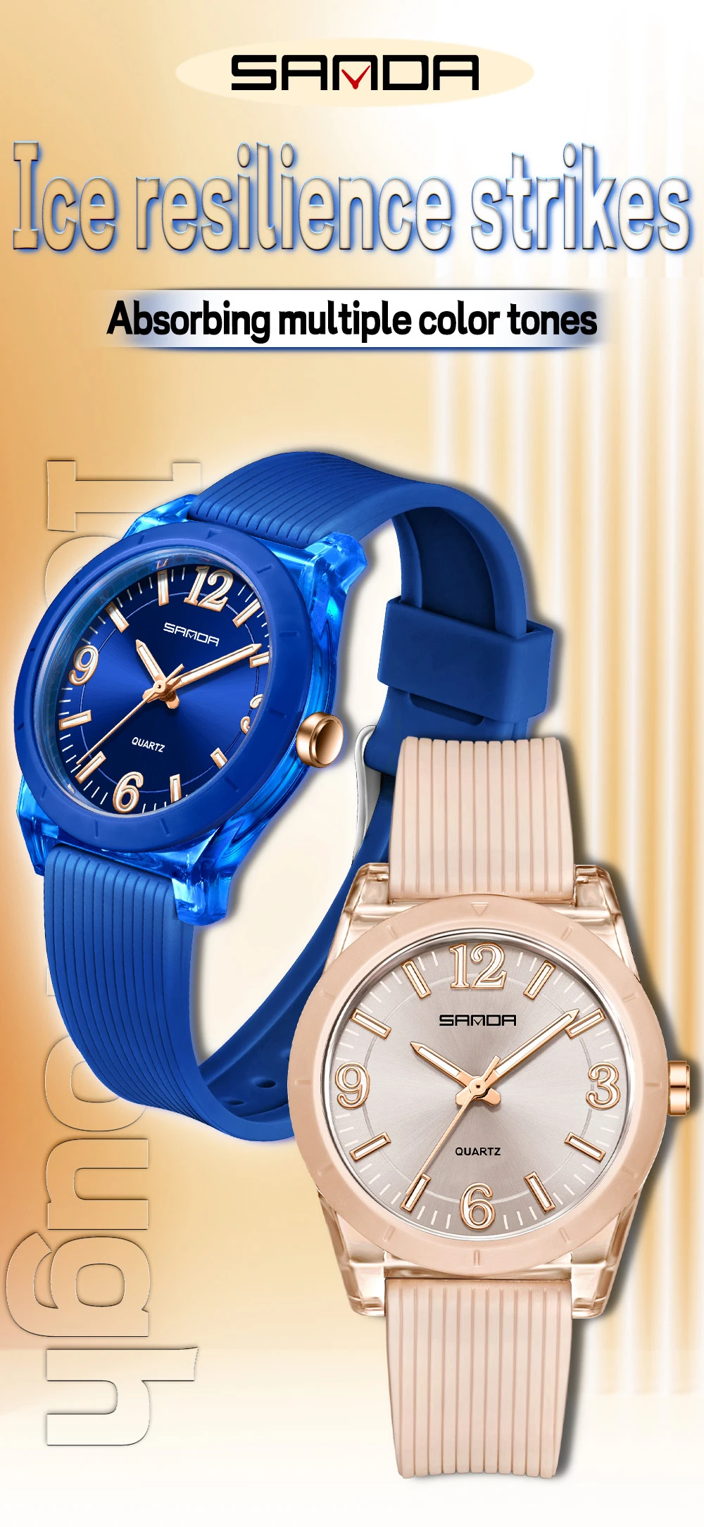 Fashion SANDA 6277 Student Quartz Watch Silicone Strap Multi Functional Sports Waterproof Student Quartz Watch