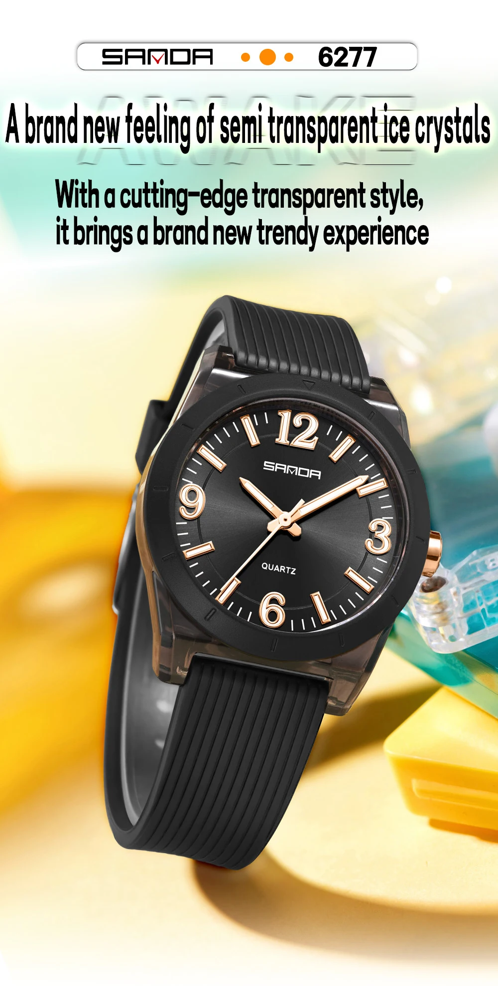 Fashion SANDA 6277 Student Quartz Watch Silicone Strap Multi Functional Sports Waterproof Student Quartz Watch