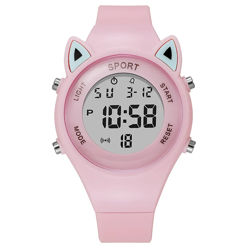 Children Student Electronic Watches for Girls and Boys Cute Cat Ear Digital Sport LED Simple Electronic Wrist Watch Kids Relogio