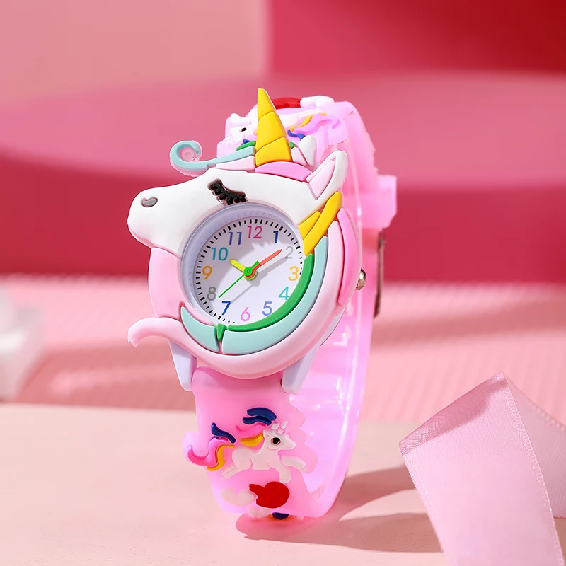 New Fashion Casual Cartoon Children Silicone Watch Women Watches Love Unicorn Watch Saturn Rainbow Meteor Girl Quartz Wristwatch
