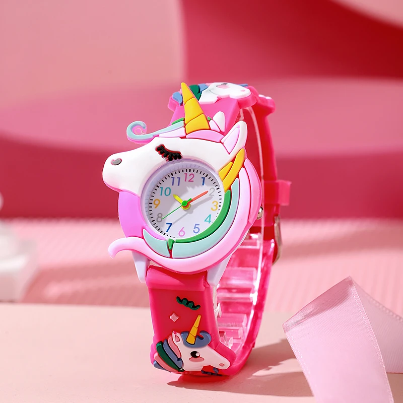 New Fashion Casual Cartoon Children Silicone Watch Women Watches Love Unicorn Watch Saturn Rainbow Meteor Girl Quartz Wristwatch