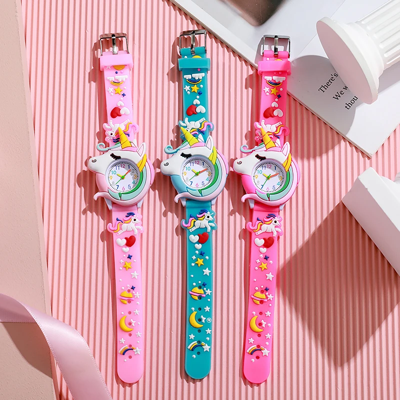 New Fashion Casual Cartoon Children Silicone Watch Women Watches Love Unicorn Watch Saturn Rainbow Meteor Girl Quartz Wristwatch