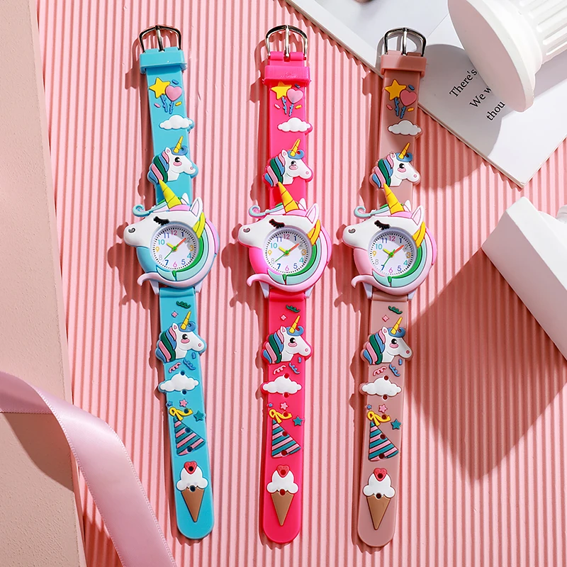 New Fashion Casual Cartoon Children Silicone Watch Women Watches Love Unicorn Watch Saturn Rainbow Meteor Girl Quartz Wristwatch