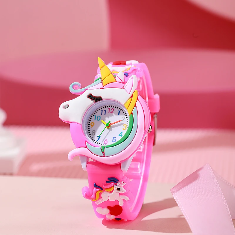 New Fashion Casual Cartoon Children Silicone Watch Women Watches Love Unicorn Watch Saturn Rainbow Meteor Girl Quartz Wristwatch