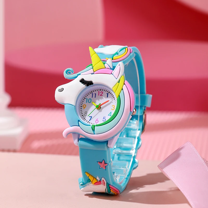 New Fashion Casual Cartoon Children Silicone Watch Women Watches Love Unicorn Watch Saturn Rainbow Meteor Girl Quartz Wristwatch