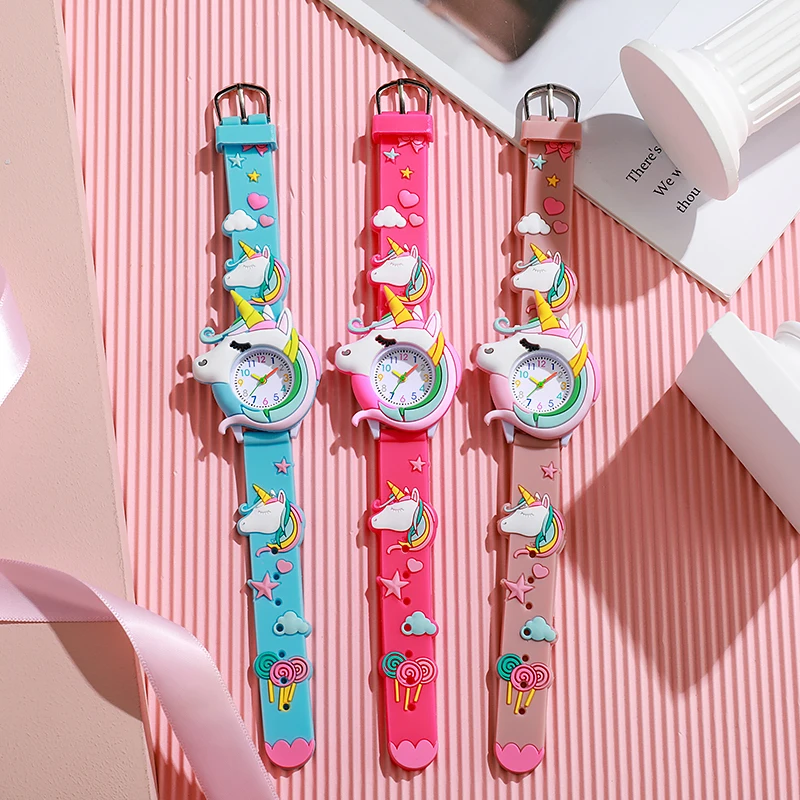 New Fashion Casual Cartoon Children Silicone Watch Women Watches Love Unicorn Watch Saturn Rainbow Meteor Girl Quartz Wristwatch
