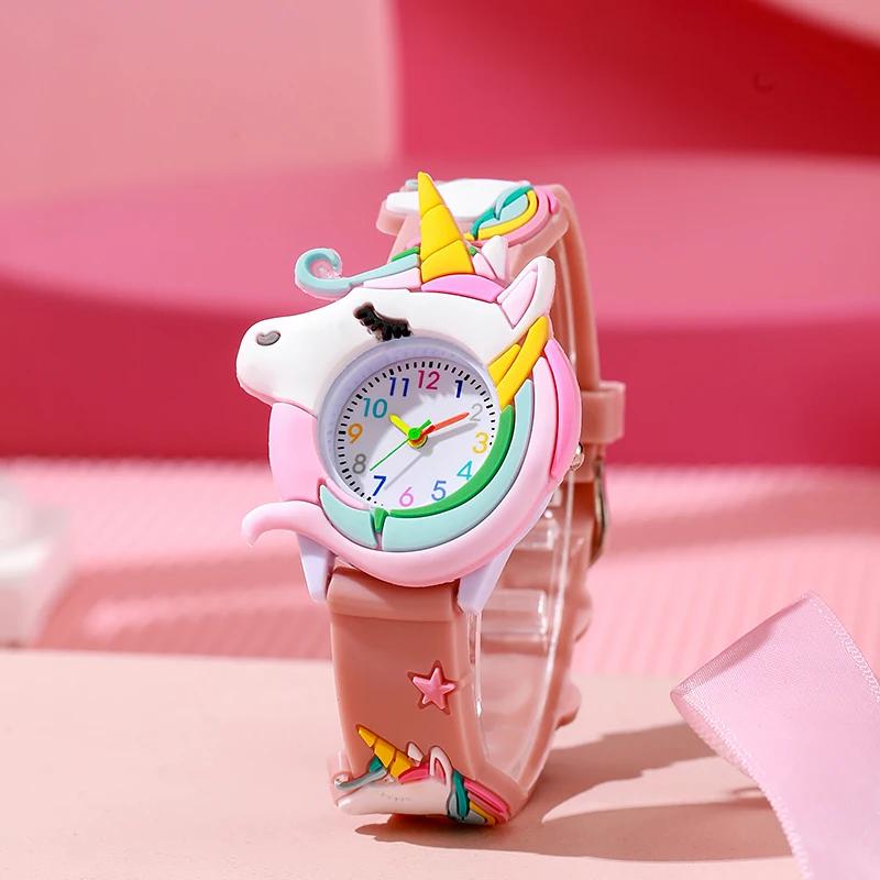New Fashion Casual Cartoon Children Silicone Watch Women Watches Love Unicorn Watch Saturn Rainbow Meteor Girl Quartz Wristwatch