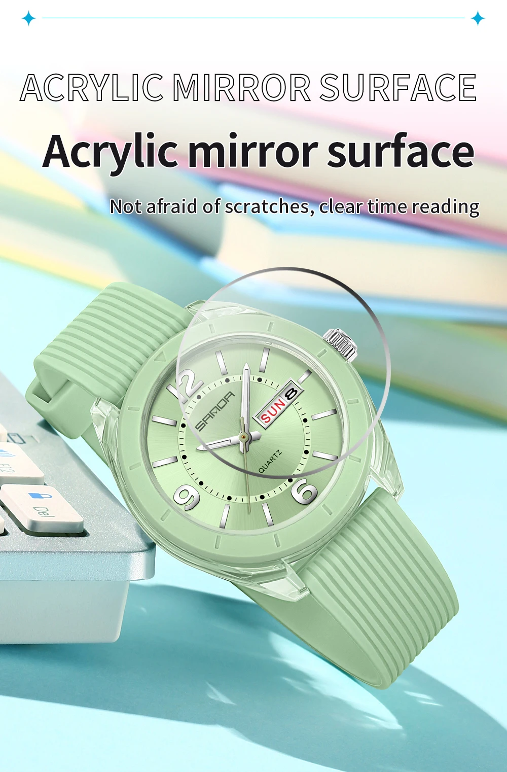 SANDA New 6287 Male And Female Students Leisure Exam Quartz Watch Night Light Waterproof Double Calendar Quartz Watch
