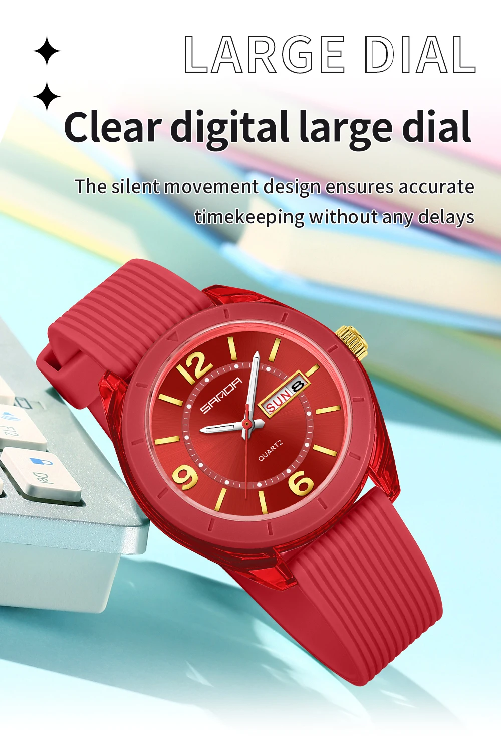 SANDA New 6287 Male And Female Students Leisure Exam Quartz Watch Night Light Waterproof Double Calendar Quartz Watch