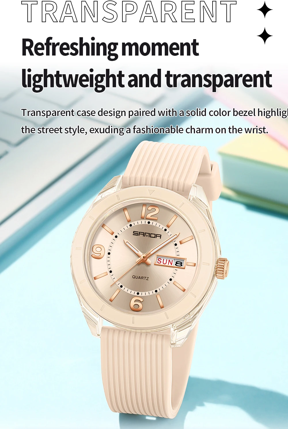 SANDA New 6287 Male And Female Students Leisure Exam Quartz Watch Night Light Waterproof Double Calendar Quartz Watch