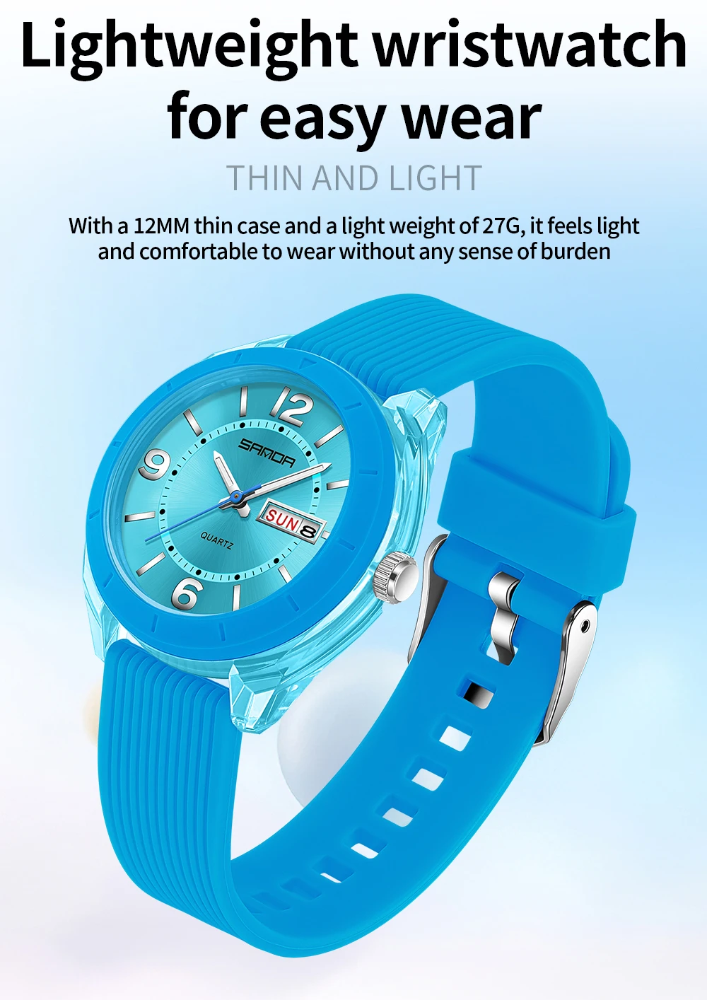 SANDA New 6287 Male And Female Students Leisure Exam Quartz Watch Night Light Waterproof Double Calendar Quartz Watch