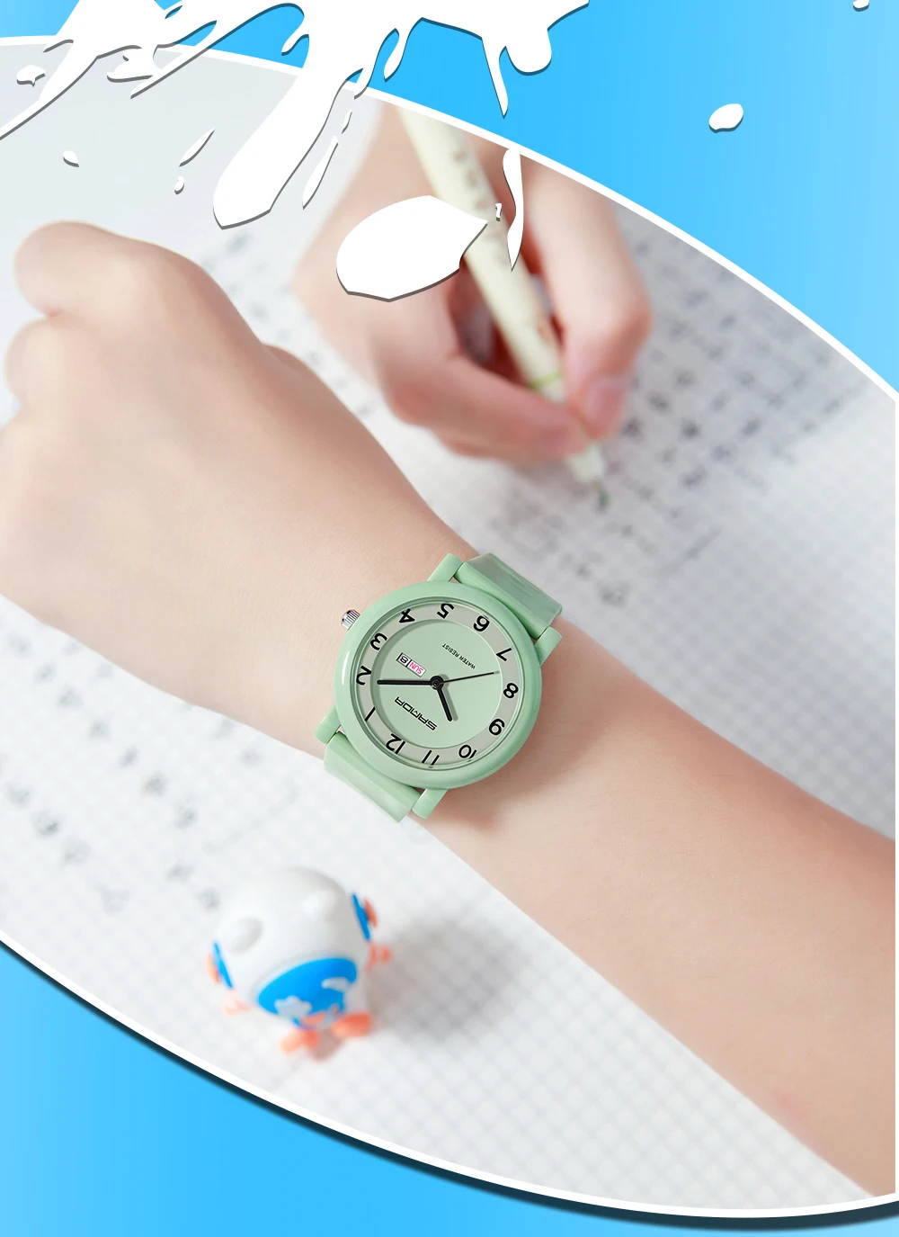 SANDA 3325 Fashion Children's Quartz Watch Dual Calendar Display Waterproof Simple Fashion Children's Quartz Watch