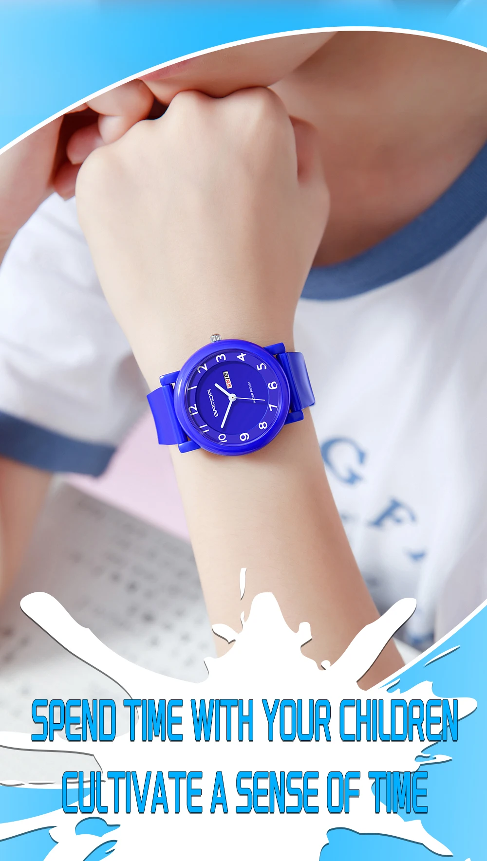 SANDA 3325 Fashion Children's Quartz Watch Dual Calendar Display Waterproof Simple Fashion Children's Quartz Watch
