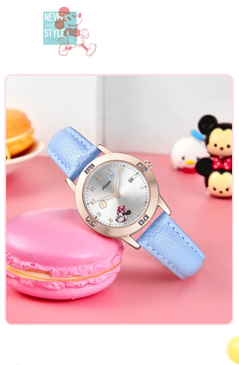 Disney Cartoon Minnie Girl Watch Women Calendar Gift Quartz Cute Crystal Kids Watches Children Clock Gifts Birthday Present