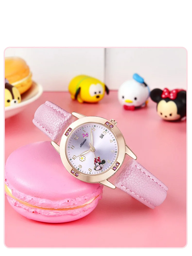 Disney Cartoon Minnie Girl Watch Women Calendar Gift Quartz Cute Crystal Kids Watches Children Clock Gifts Birthday Present