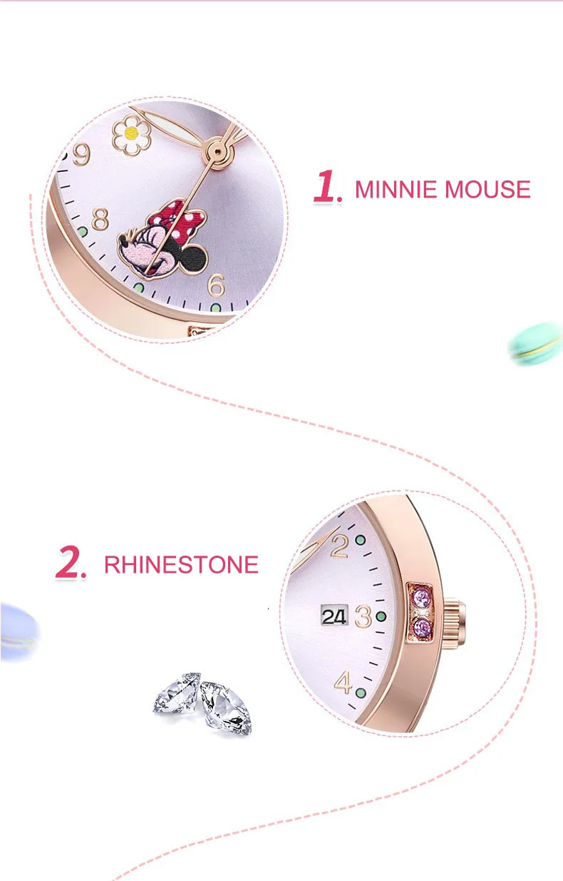 Disney Cartoon Minnie Girl Watch Women Calendar Gift Quartz Cute Crystal Kids Watches Children Clock Gifts Birthday Present