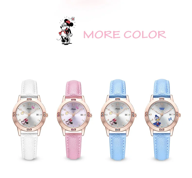 Disney Cartoon Minnie Girl Watch Women Calendar Gift Quartz Cute Crystal Kids Watches Children Clock Gifts Birthday Present