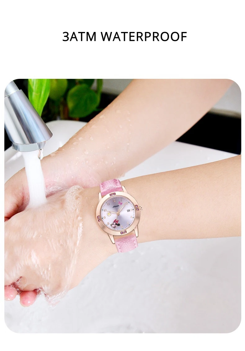 Disney Cartoon Minnie Girl Watch Women Calendar Gift Quartz Cute Crystal Kids Watches Children Clock Gifts Birthday Present