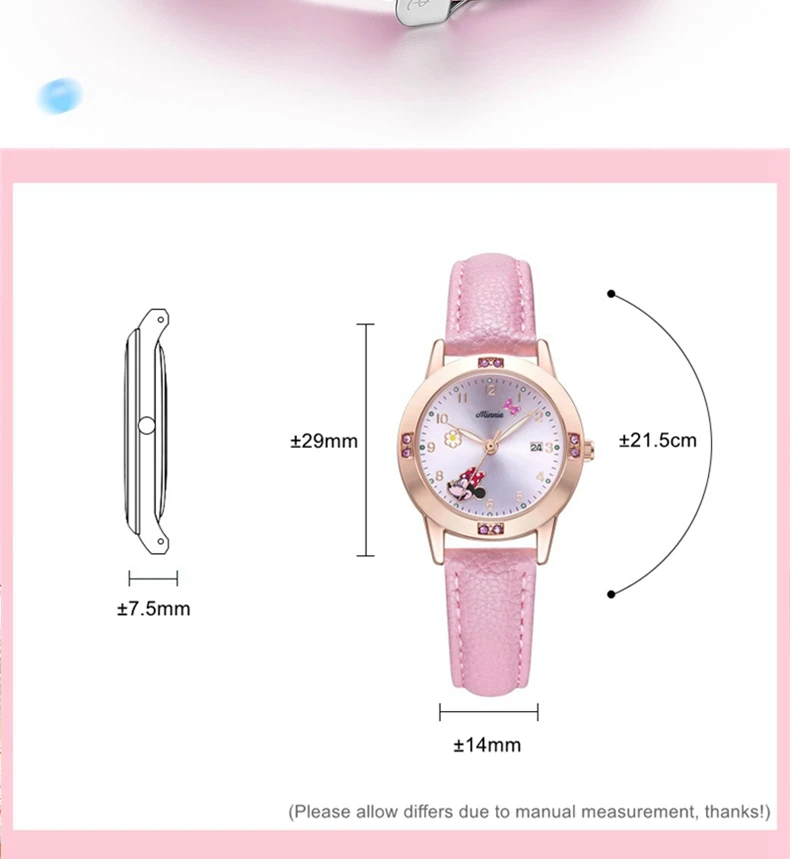 Disney Cartoon Minnie Girl Watch Women Calendar Gift Quartz Cute Crystal Kids Watches Children Clock Gifts Birthday Present