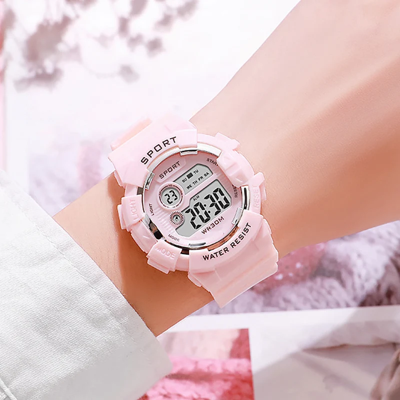 YIKAZE Fashion Kids Sports Watches 7-colors Luminous Multifunction LED Digital Watch Boys and Girls Student Children's Watches